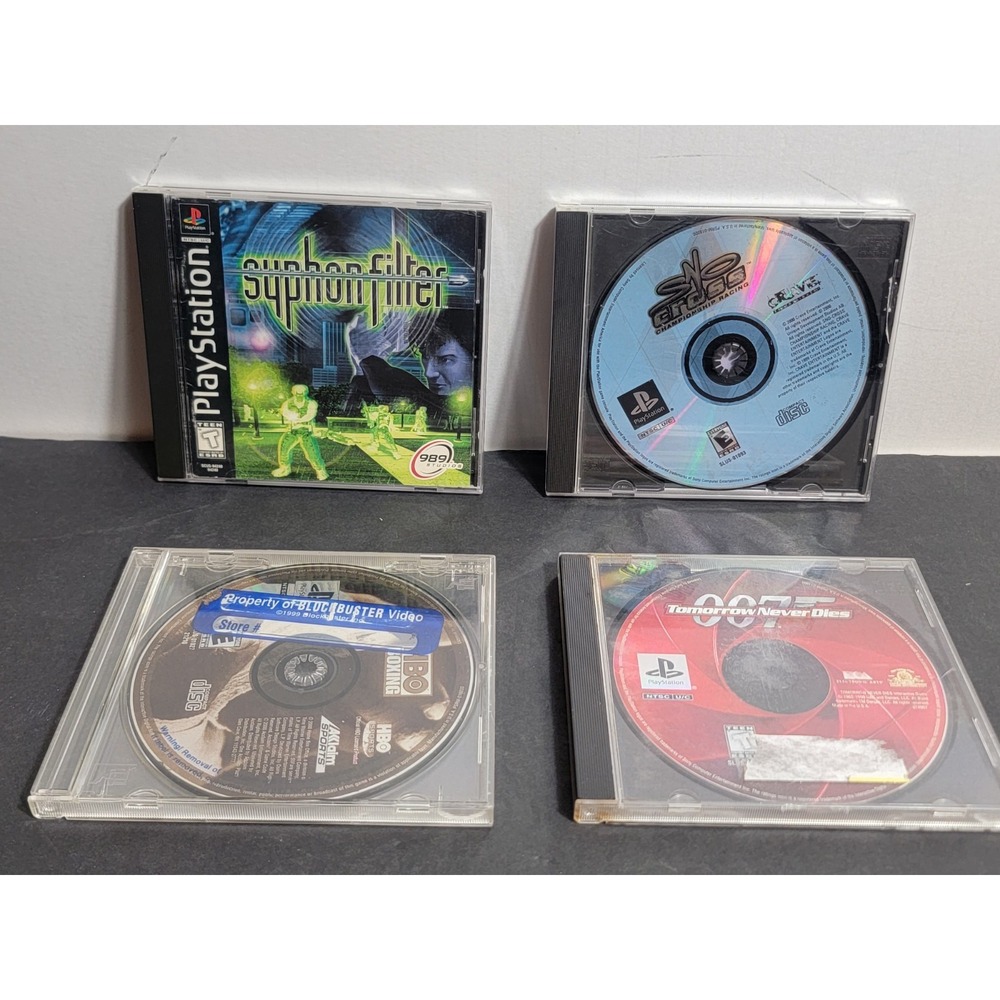 Sony PlayStation 1 PS1 Games Lot 4 Discs Syphon Filter 007 HBO Sno-Cross AS IS